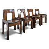 Set of 4 solid pine chairs by Silvio Coppola.