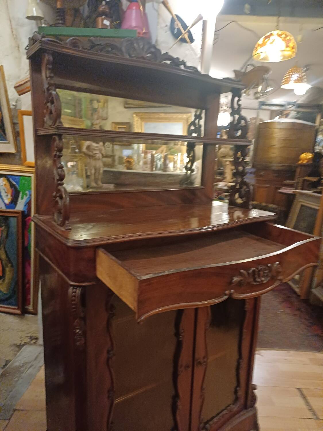 Small mahogany cabinet from the Napoleon III period, in its original 19th-century condition.