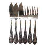 Pop-up Christmas 2022 Fish cutlery (3 knives and 3 forks) silver metal.