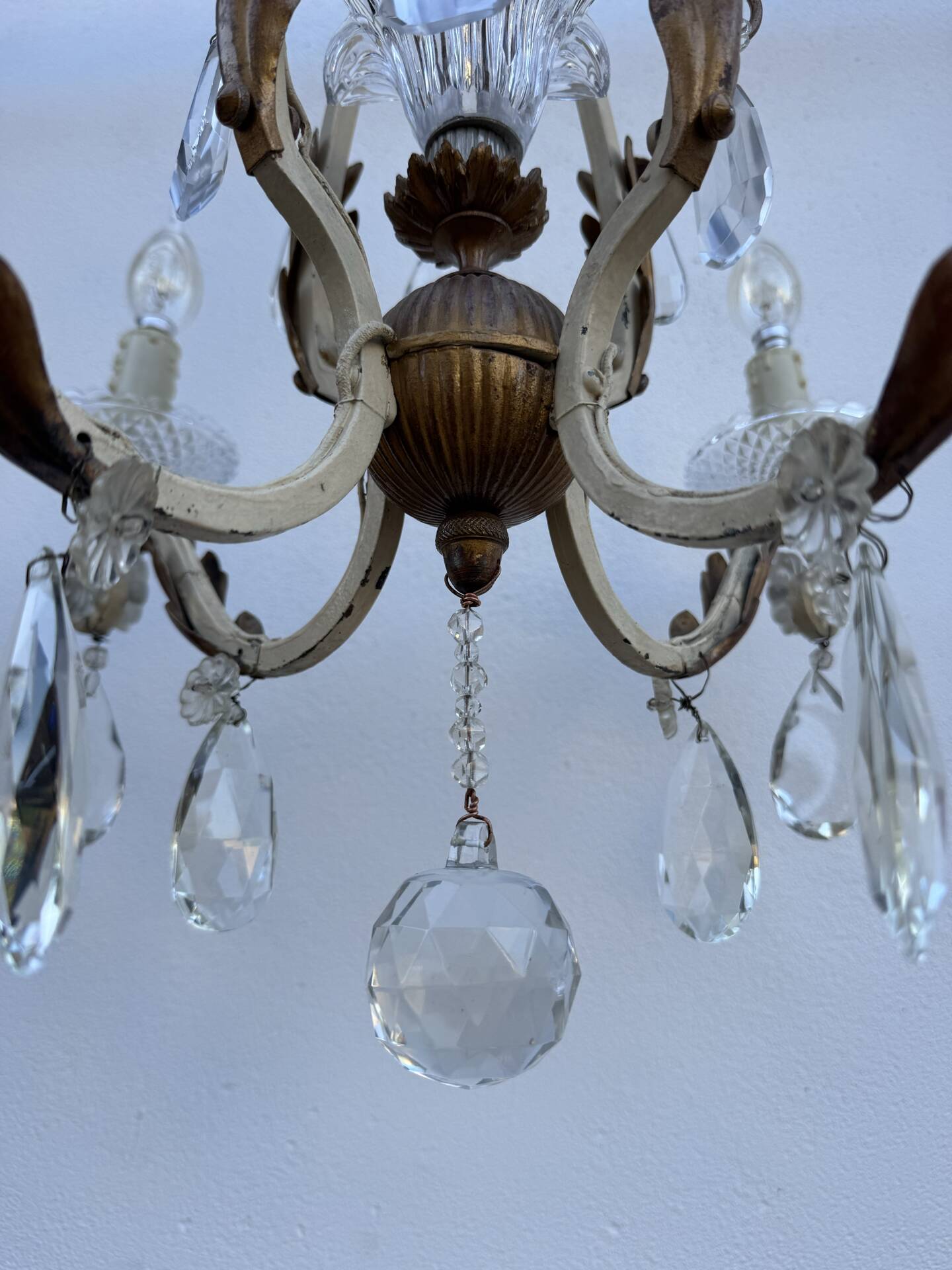 Crystal pendant chandelier wrought iron 1900