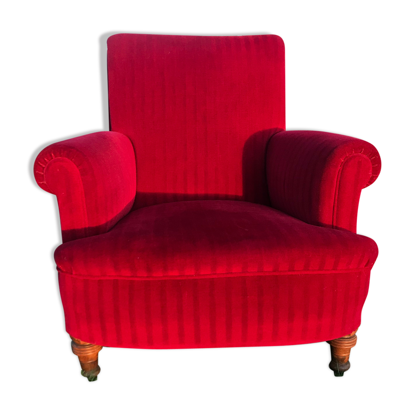 Napoleon III red velvet shepherdess chair