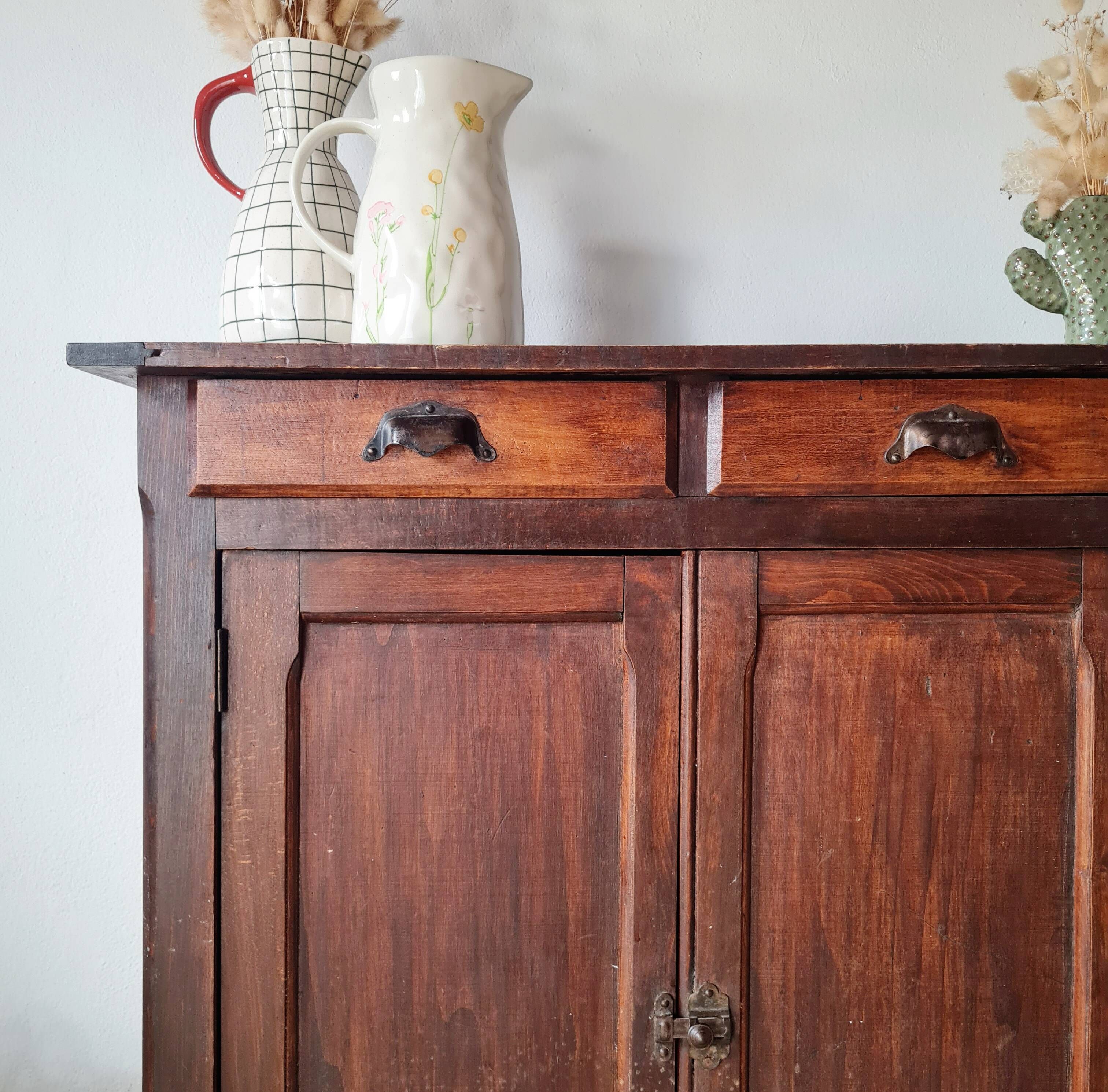 Buffet parisien bois ancien 2 portes panneautées
