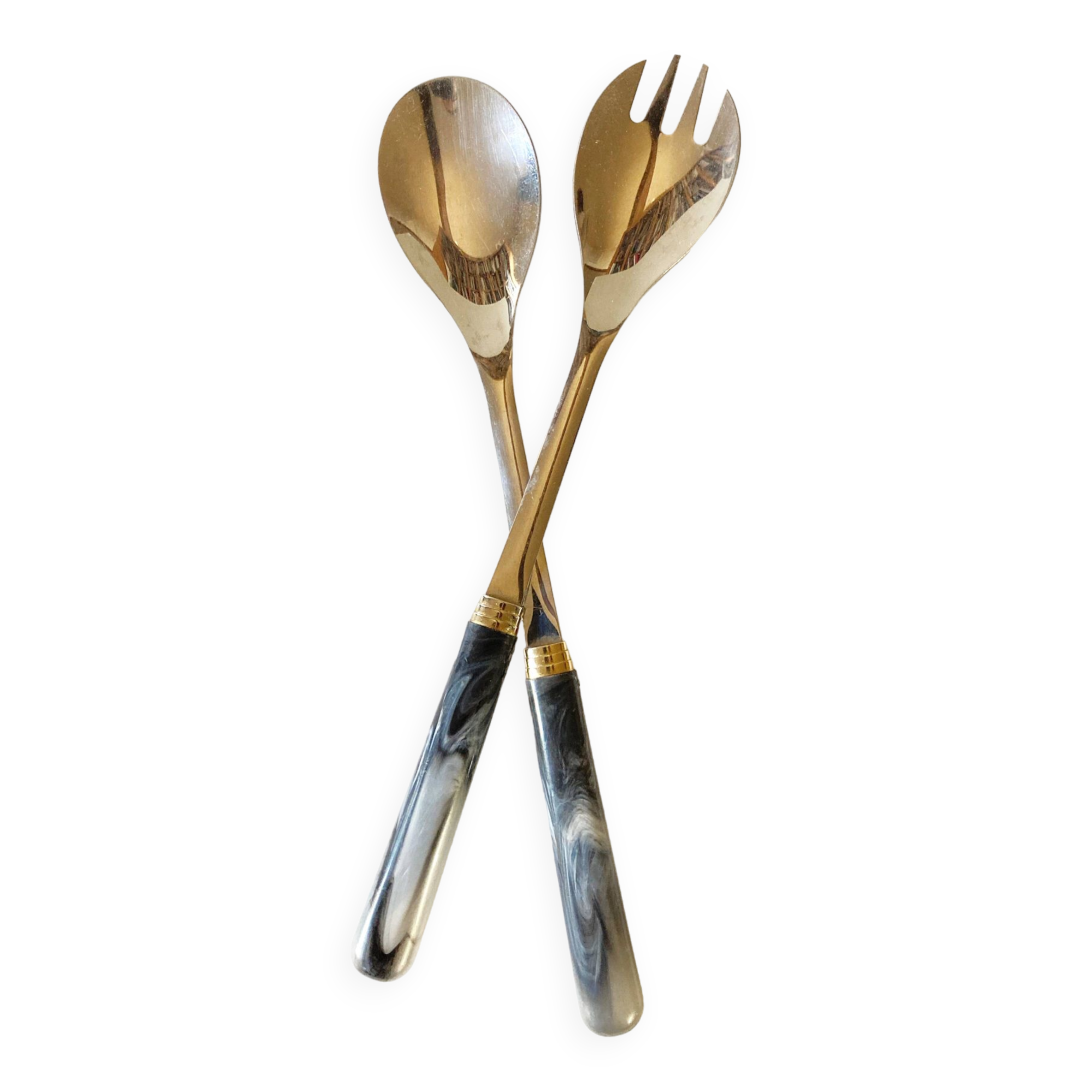 Stainless steel and bakelite serving cutlery, Guy Degrenne