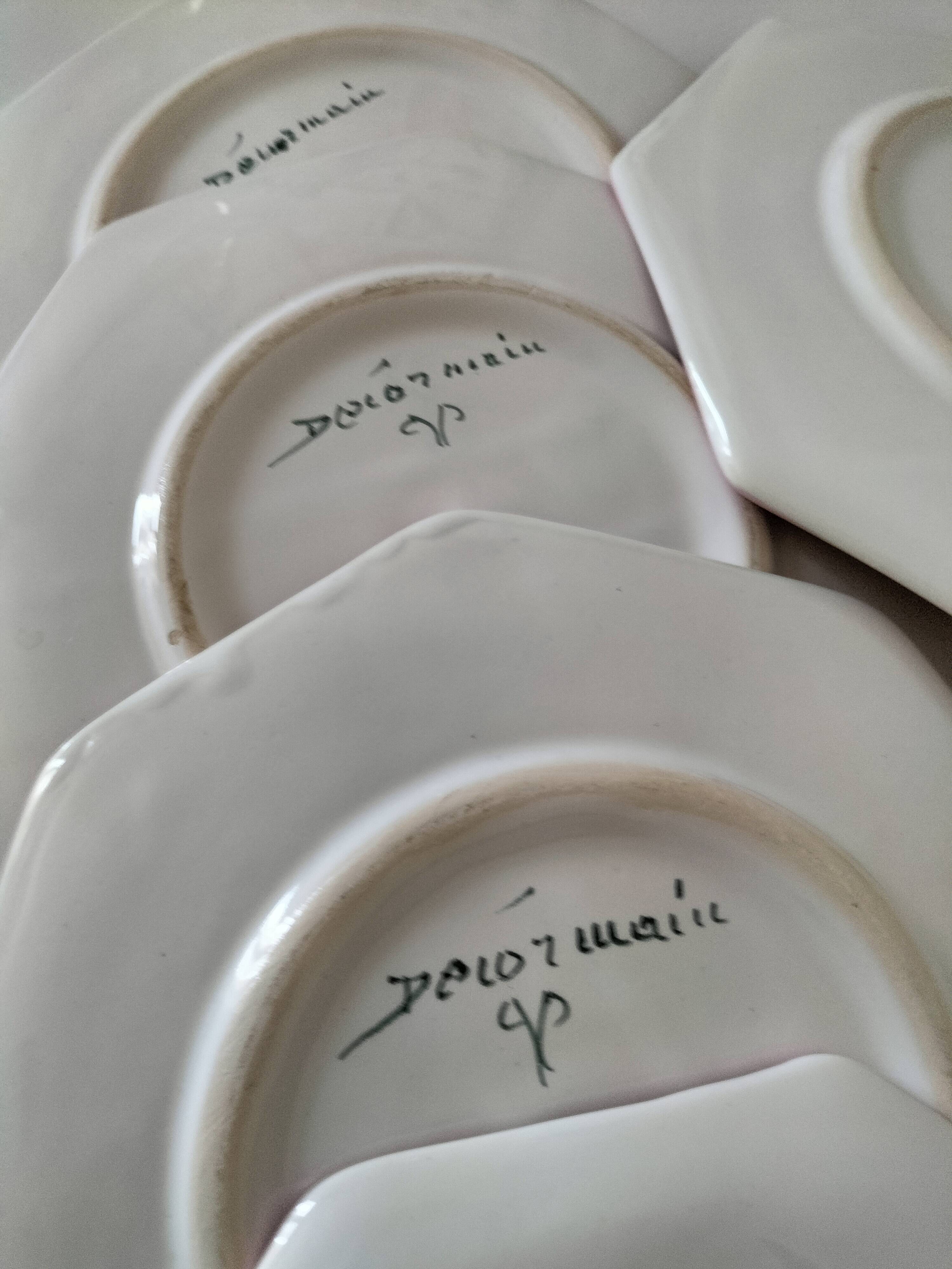 dessert plates and serving dish in earthenware – hand-painted decoration