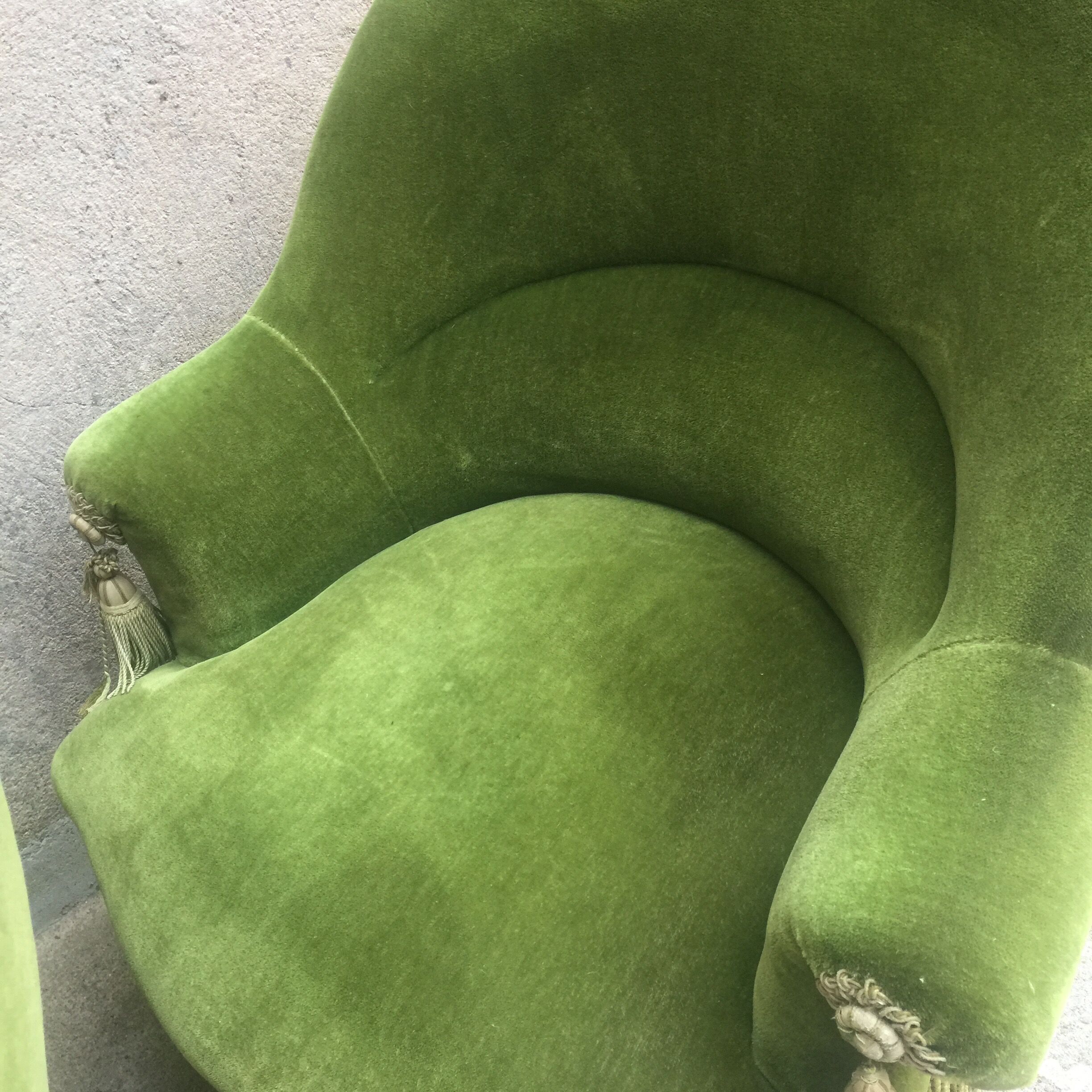 Paire de fauteuils crapaud vert