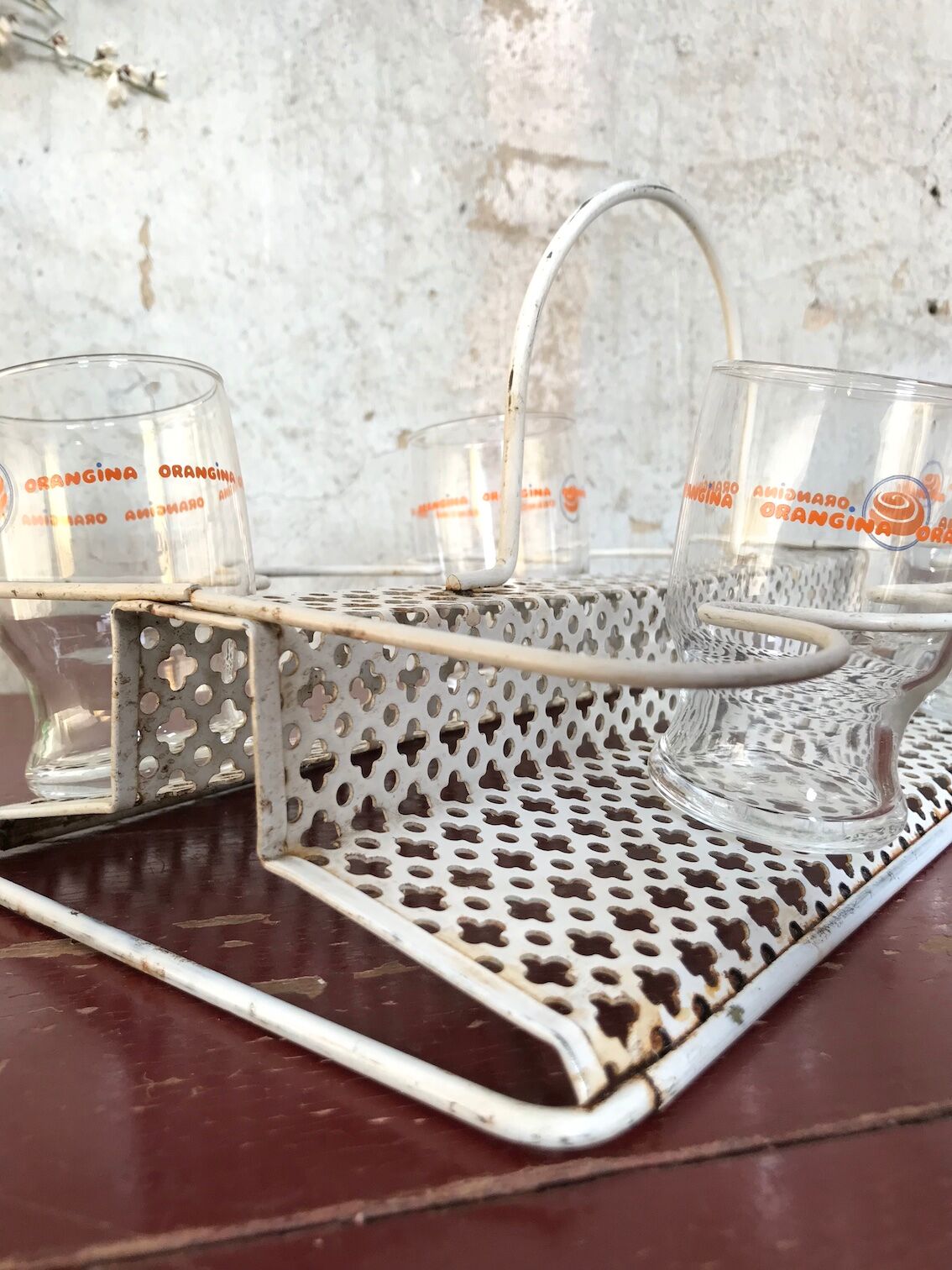 Perforated metal glass basket