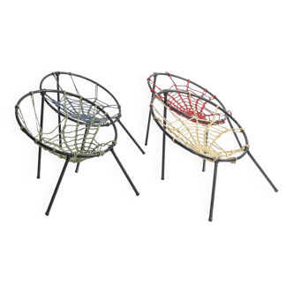 Lot de 4 chaises toile d'araignée par Hoffer, 1958