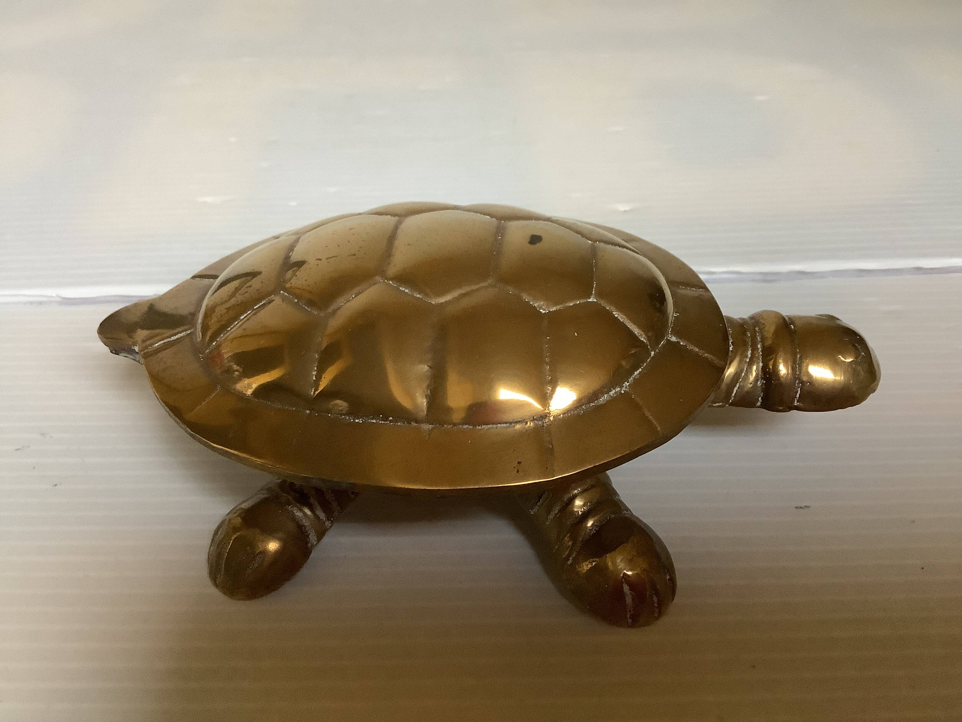 Brass turtle trinket dish