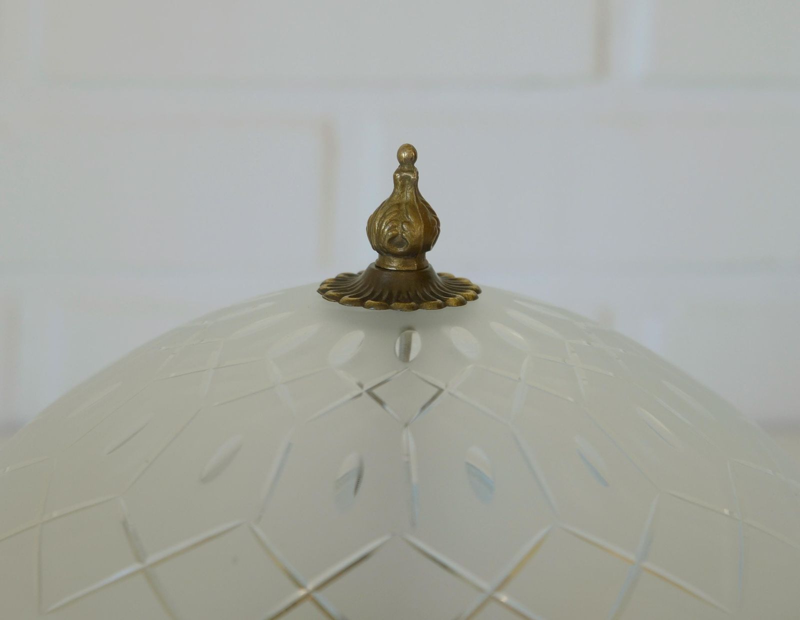 Vintage Art Deco Style Flush Mount Ceiling Light – Cut Glass & Brass.