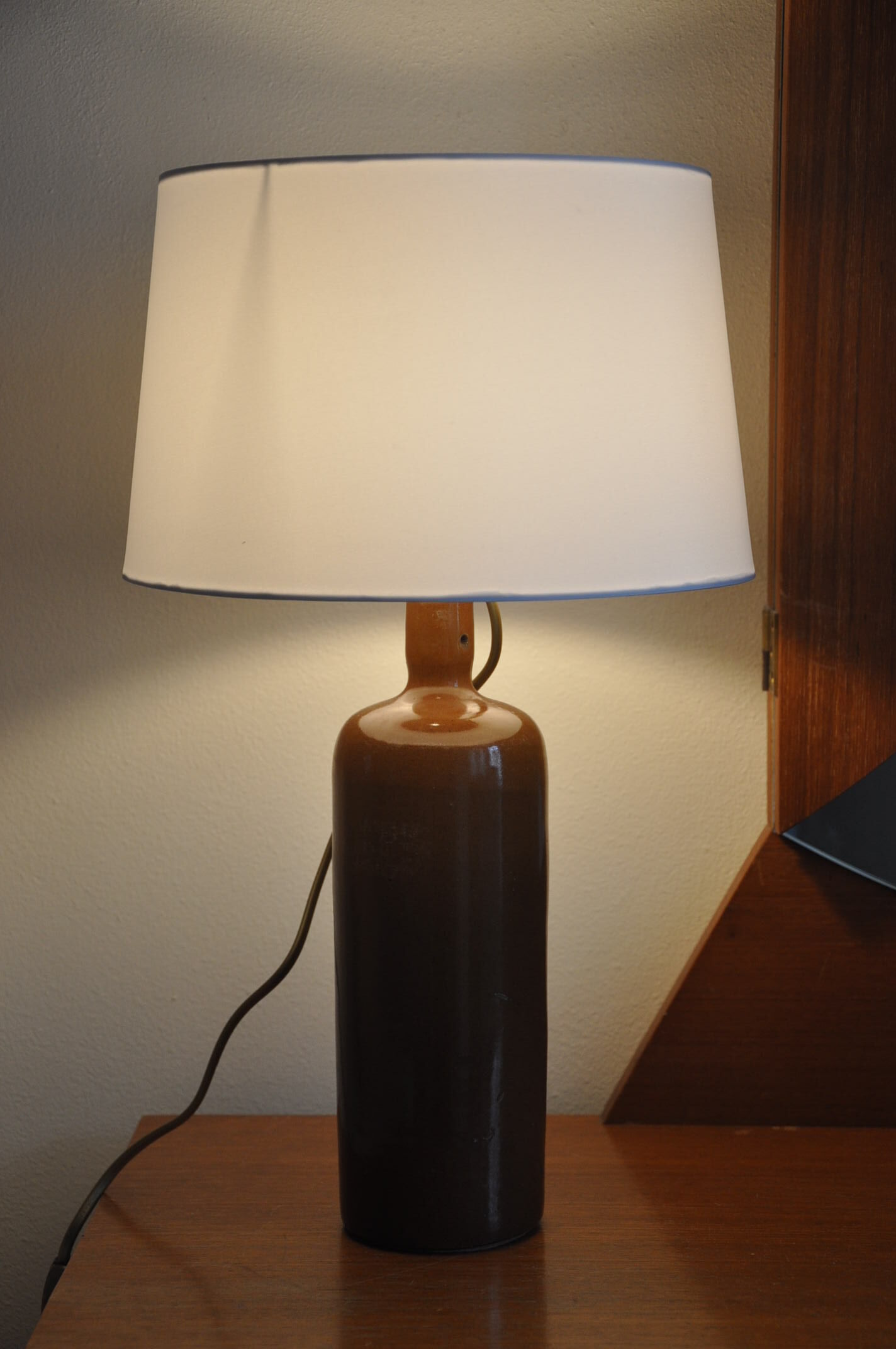 Lampe bouteille grès vintage