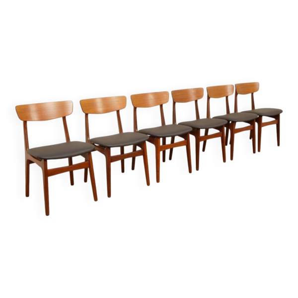 6 chaises de salle à manger   Schiønning & Elgaard   Teck   Rembourrées récemment
