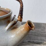 Grand Feu ceramic stoneware and rattan teapot