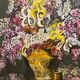 Ancient painting, still life with lilas and iris signed Bonnefond 70s
