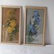 Old paintings bouquet pinks and irises (lot of 2)