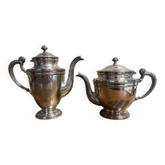 French silver-plated teapot and chocolate pot circa 1900