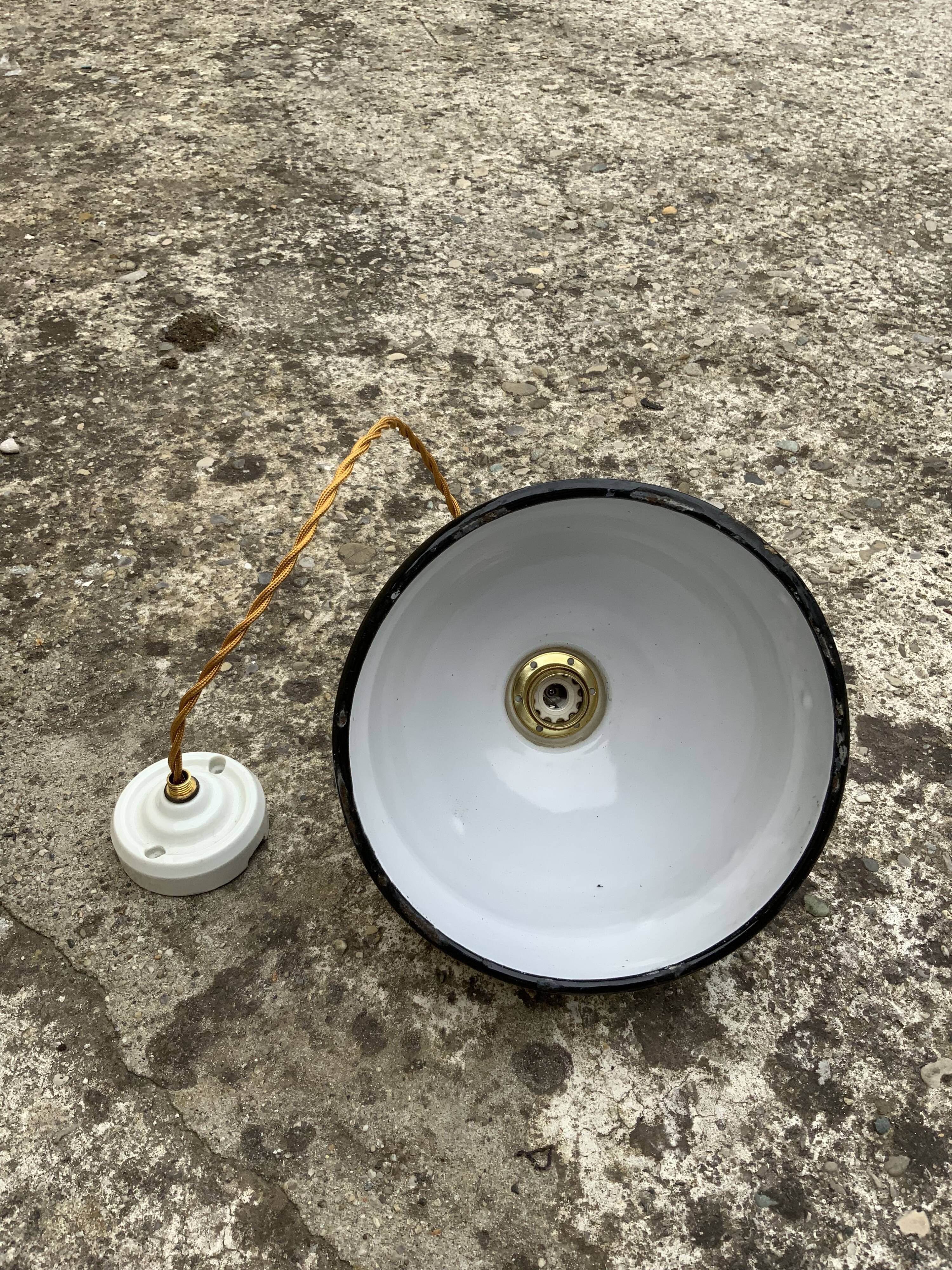 Domed dome suspension in gray and white enamelled sheet metal 18th new electrification