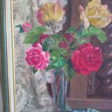 Jeanne janoge (1890-?) oil on canvas 54x37 / bouquet of flowers and mask