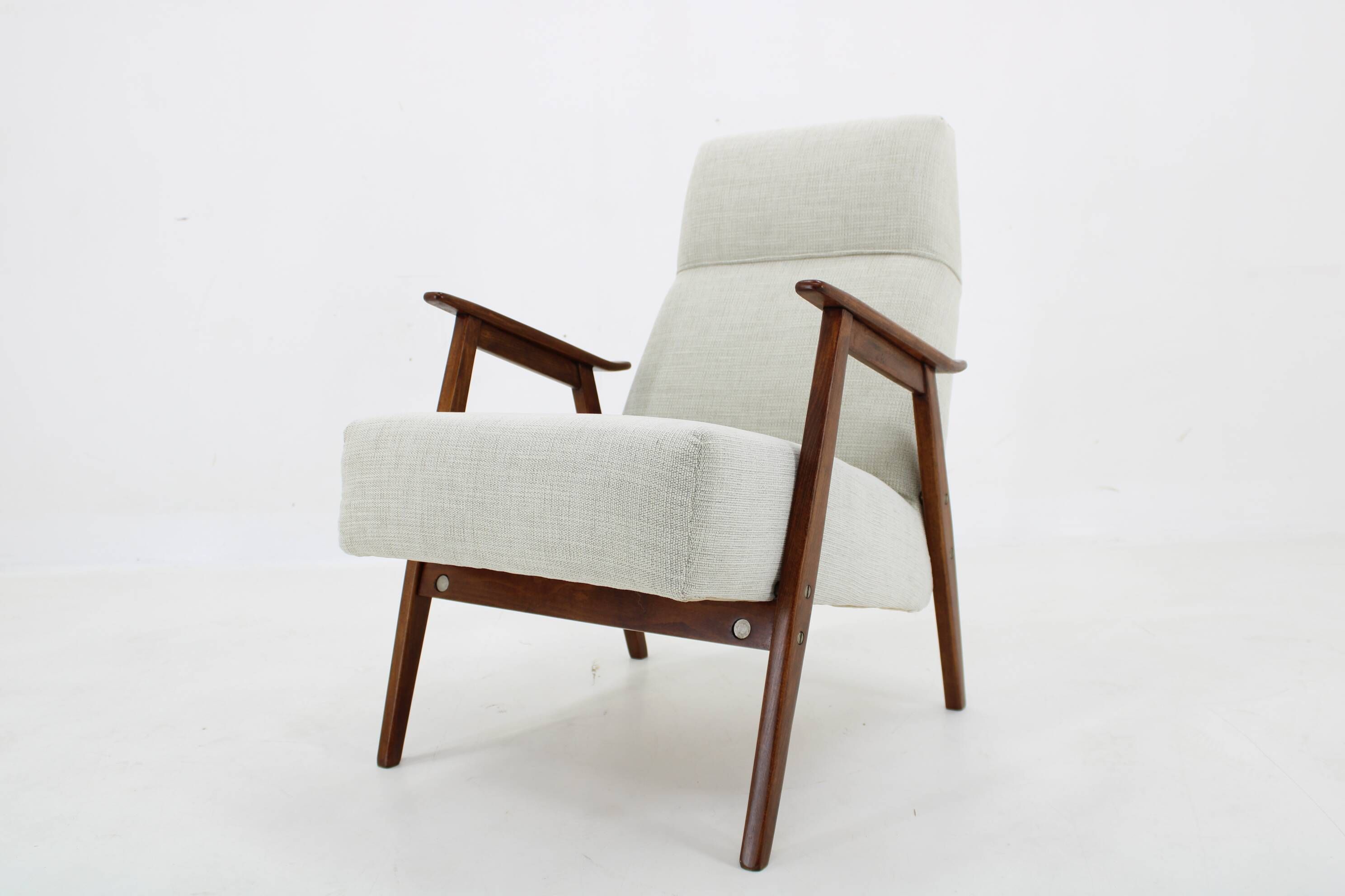 Restored beech armchair from the 1960s, Czechoslovakia