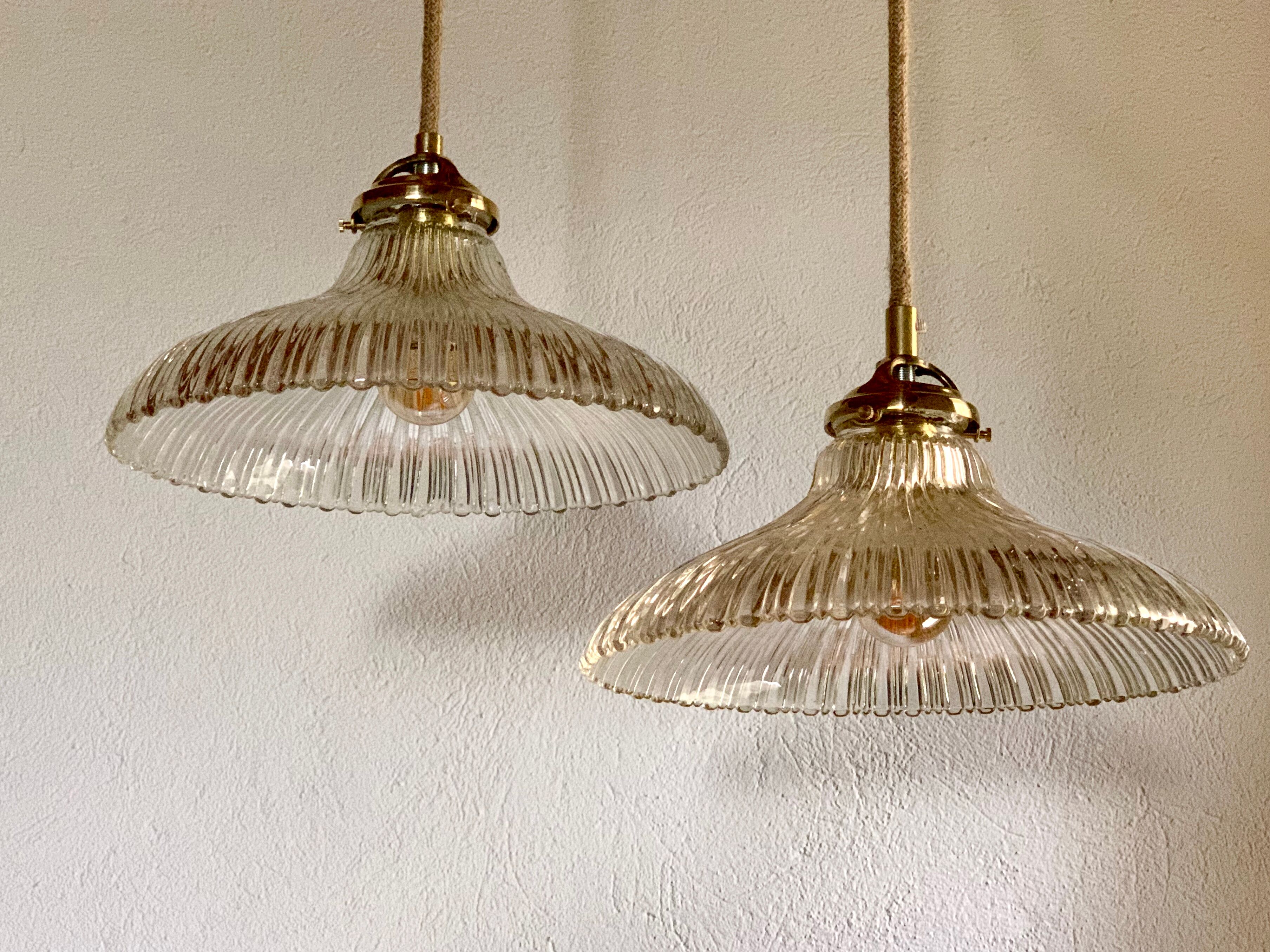 Duo of suspensions Holophane bistro style