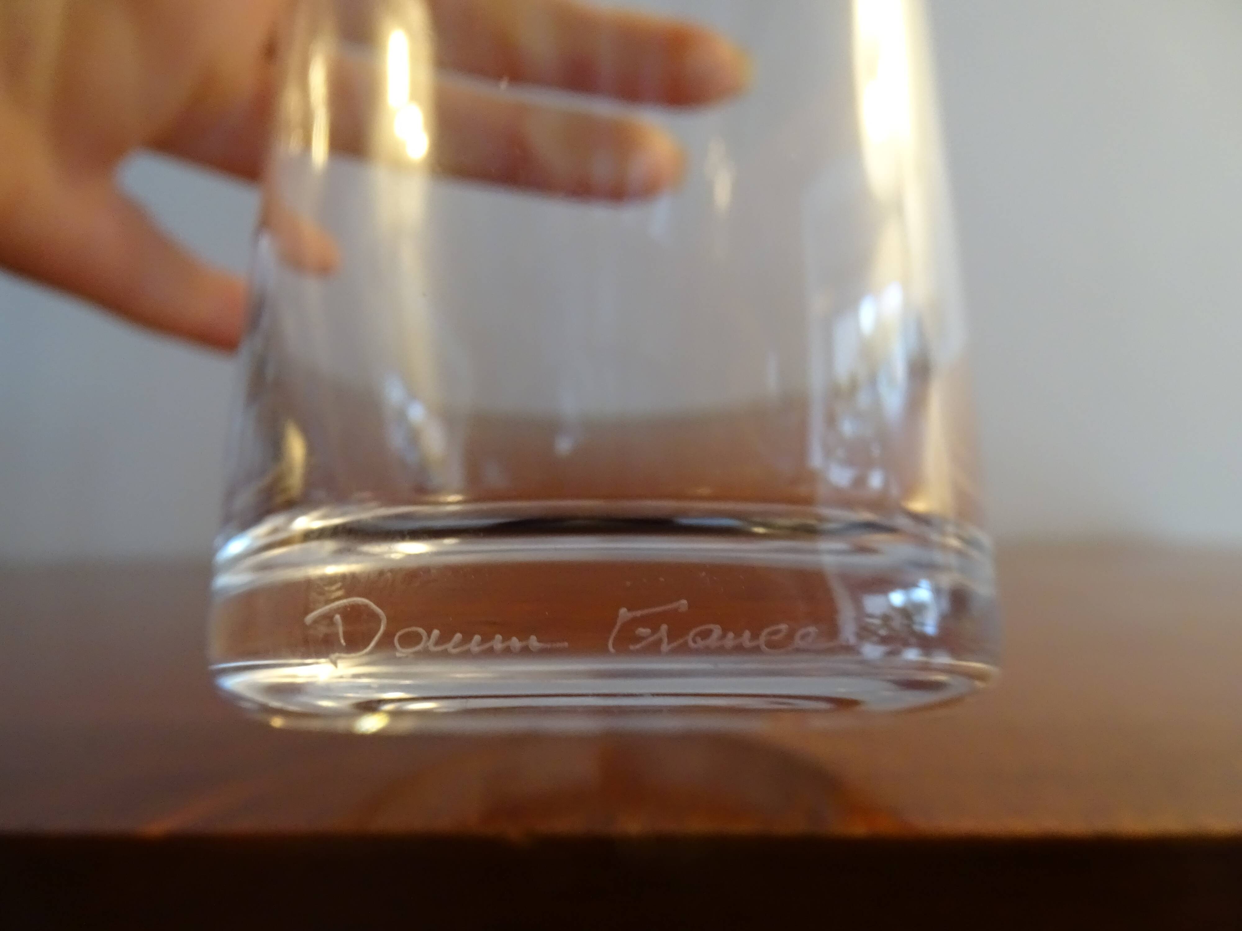 Daum France crystal tumbler glass timeless design signed 12.3 cm