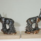 Bookends marble and chamois vintage