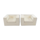 Pair of vintage Throw Away Armchairs by Willie Landels for Zanotta, white Vinyl