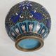 Vintage, pair of vases, Chinese, cloisonné metal, enameled, polychrome floral decor, golden hoop