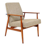 Beige mixed vintage armchair from the 1970s.