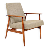 Beige mixed vintage armchair from the 1970s.