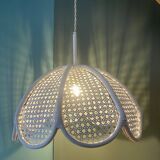 Vintage lampshade suspension in natural material, rattan and cane