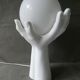 Lampe mains en céramique et opaline blanche
