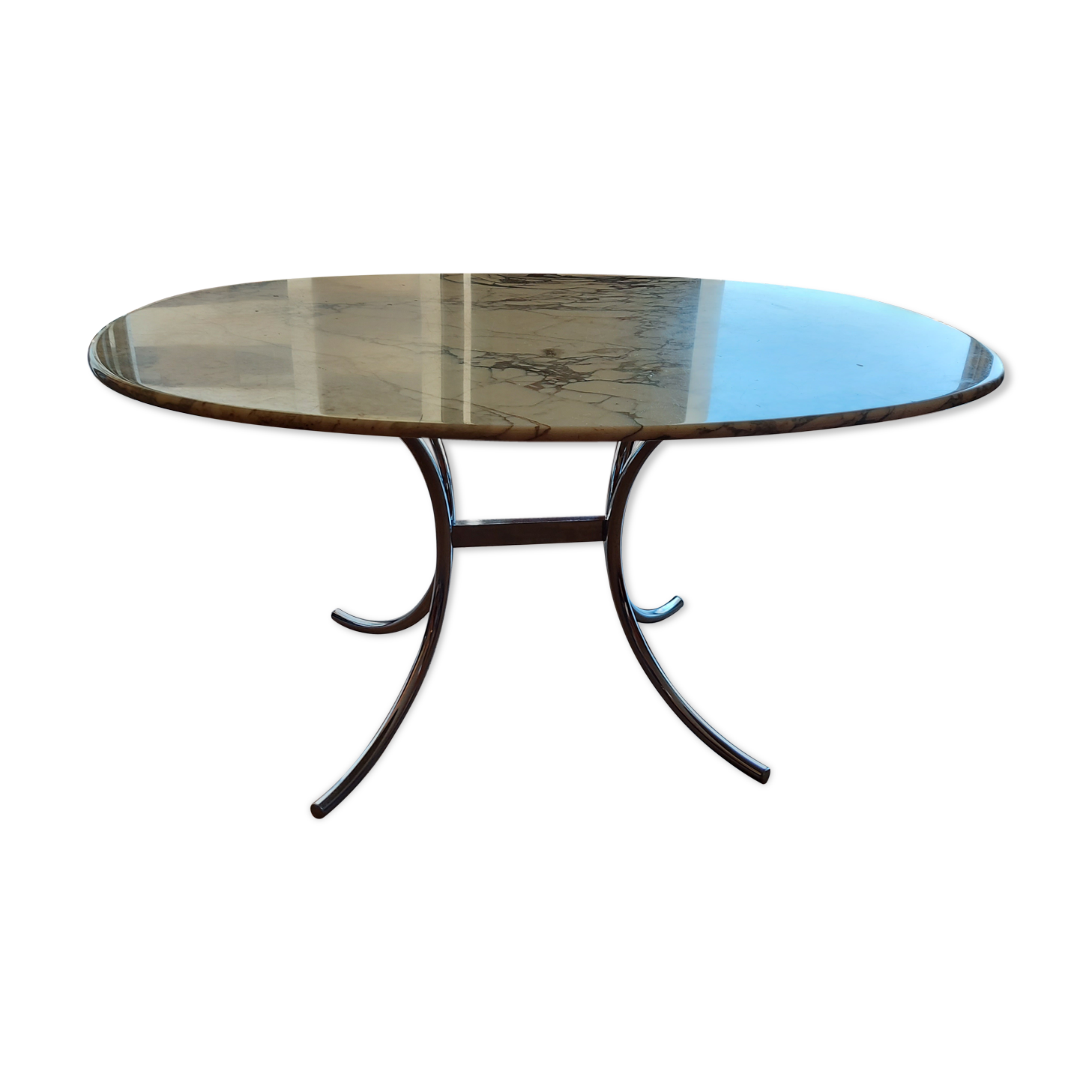 Large dining table in vintage marble 70'S Roche and Bobois