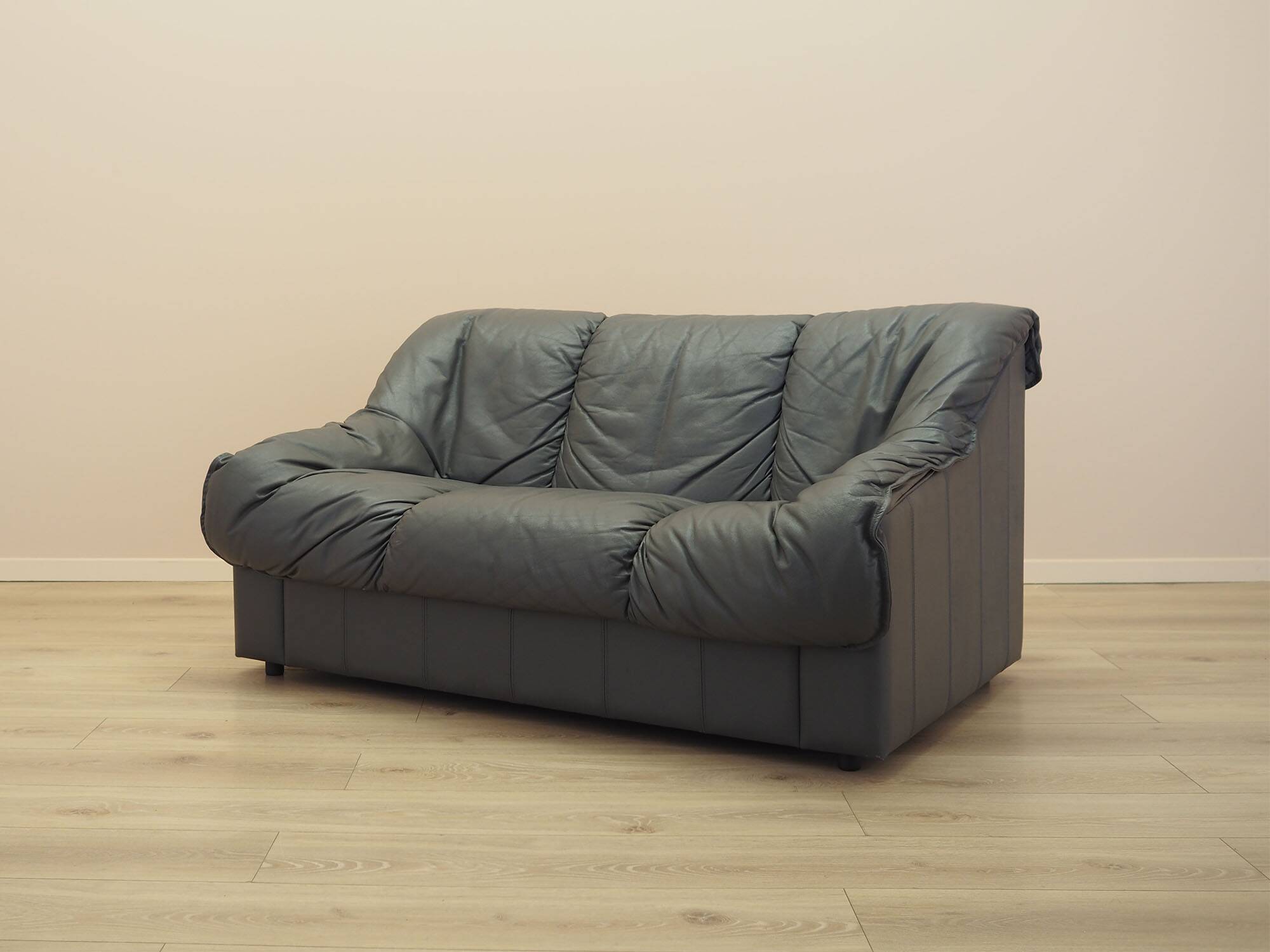 Italian leather sofa, two-seater, 1970s design