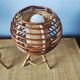 Paire de lampes boules en rotin 60-70