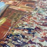 Oil on wood, “village festival”, Italy, 1960s