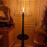 Matte black lamppost with small tablet