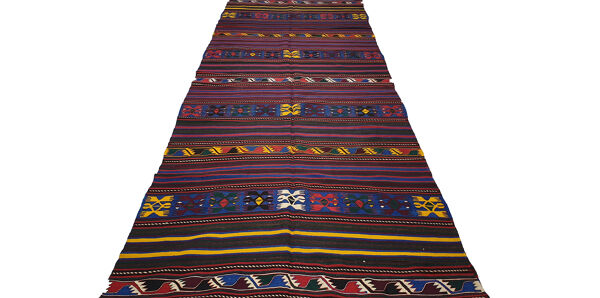 tapis kilim 13.3x4.6 pieds 407x141 cm salon kilim tapis, tapis décoratif turc vintage, fait à la main