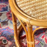 Table tasse d’appoint en rotin chevet guéridon en osier vintage ronde