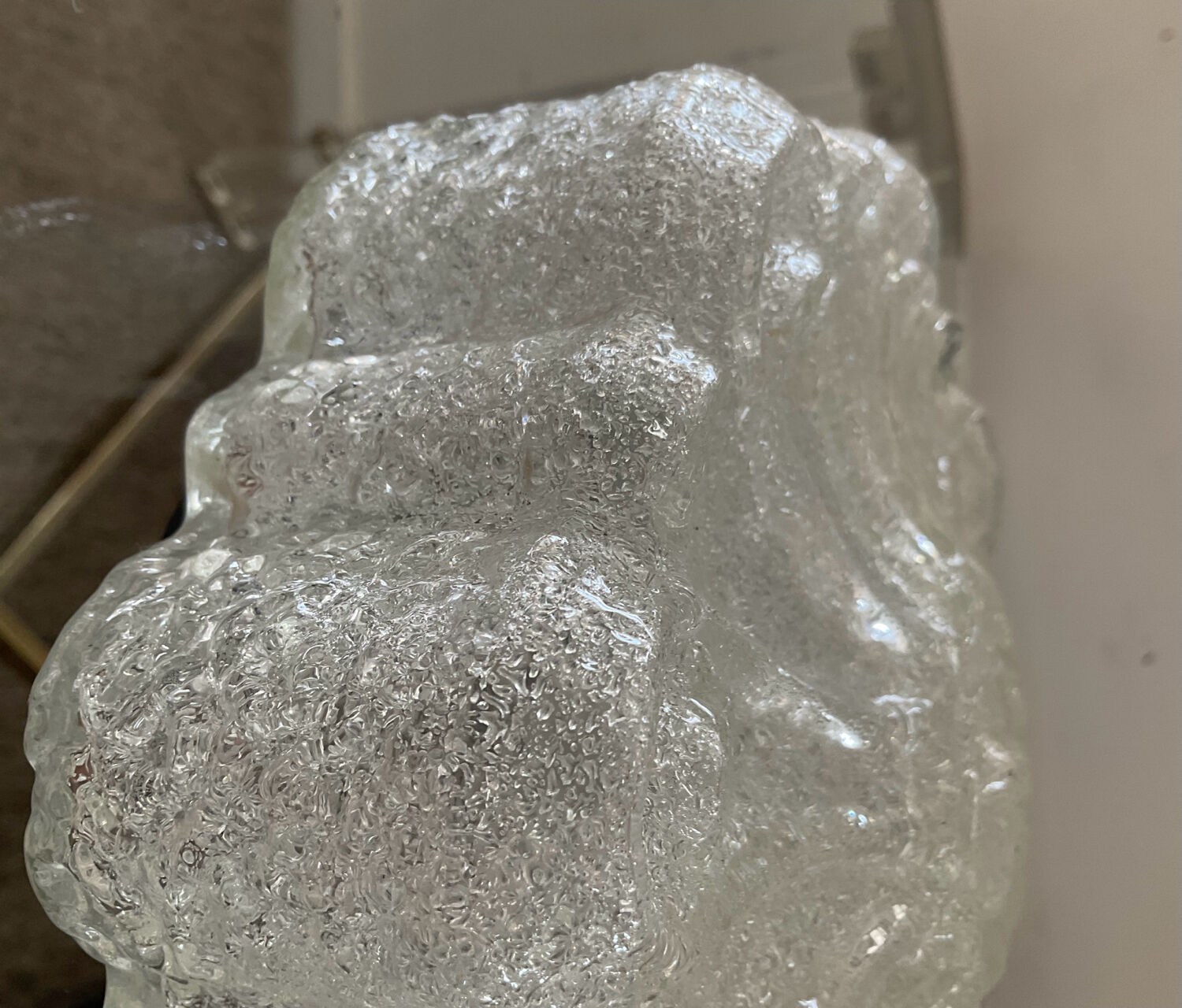 Molded glass wall lamp from the 70s