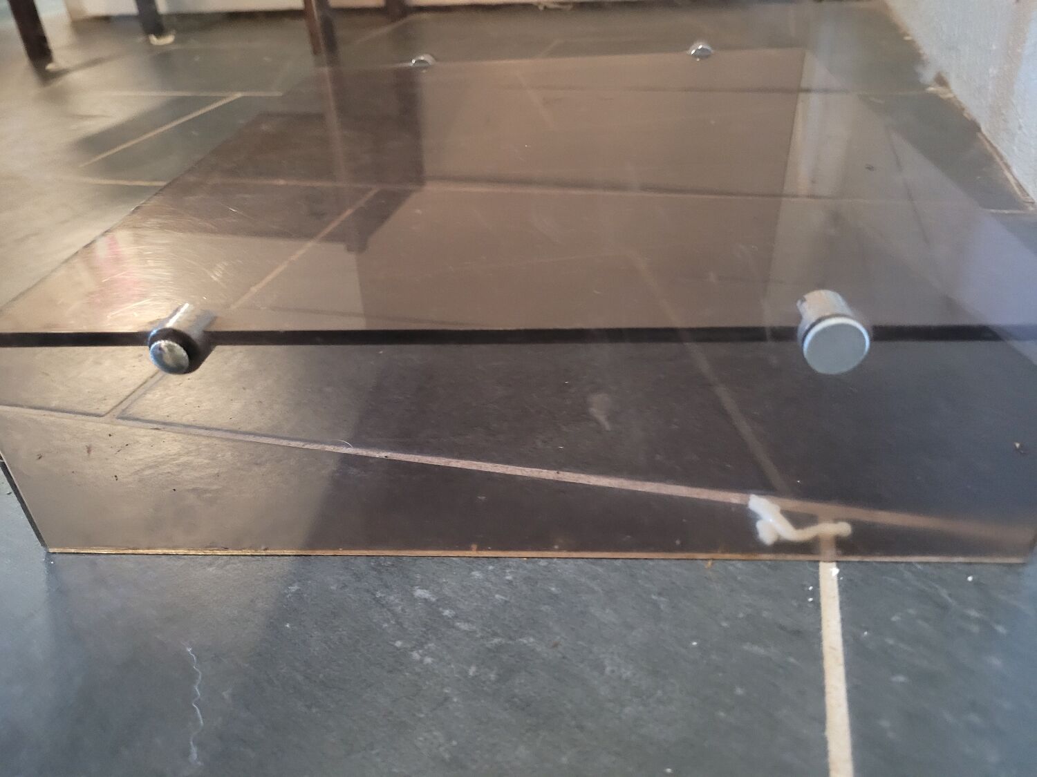 Smoked plexiglass side table from the 70s