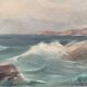Huile de paysage marin vintage sur carton, signée par Karl Gustav Holmberg 1960