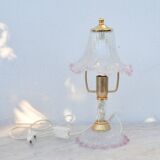 Pink Murano glass vintage table lamp, 1980s