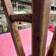 Set of 4 old vintage brutalist fir bar stools