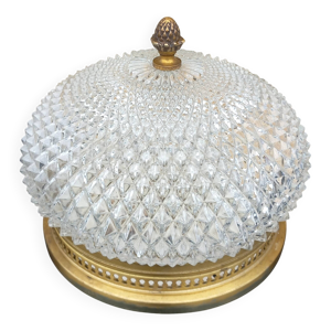 Plafonnier vintage verre - laiton