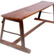 Ancient Burmese teak bench with metal base