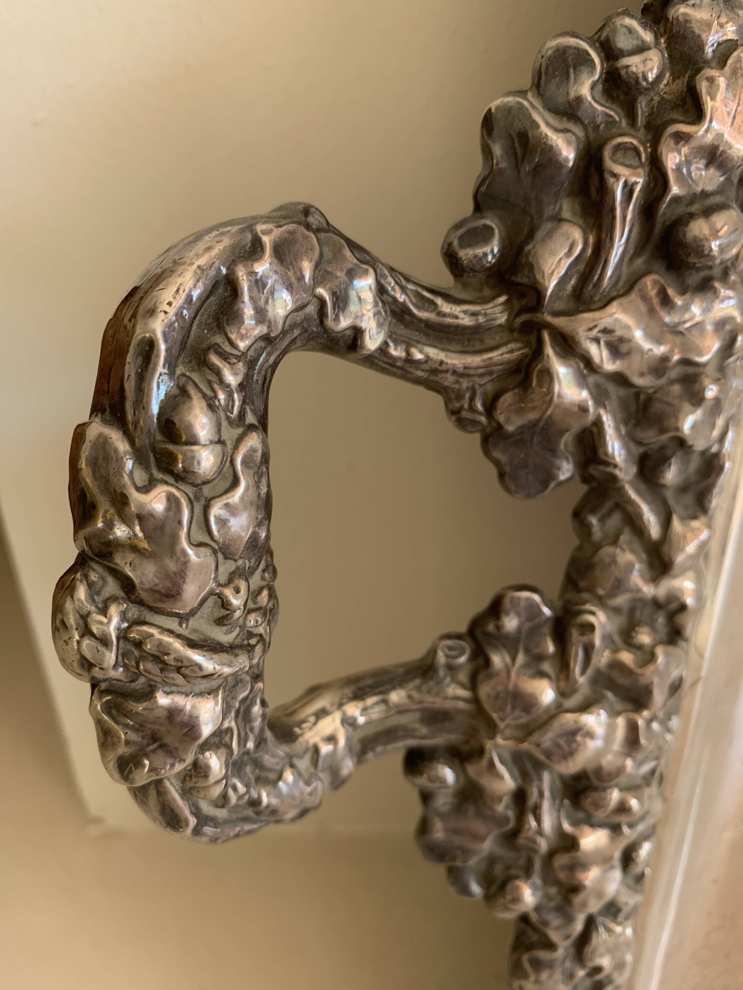 Large silver-plated copper serving tray, 19th century - 80 x 48 cm