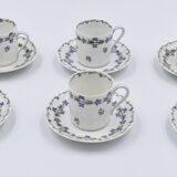 6 cups and saucers porcelain Haviland Limoges barbed-wire décor