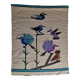 Handcrafted wall tapestry in dyed wool, bird decor, 67 cm by 84 cm