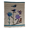 Handcrafted wall tapestry in dyed wool, bird decor, 67 cm by 84 cm