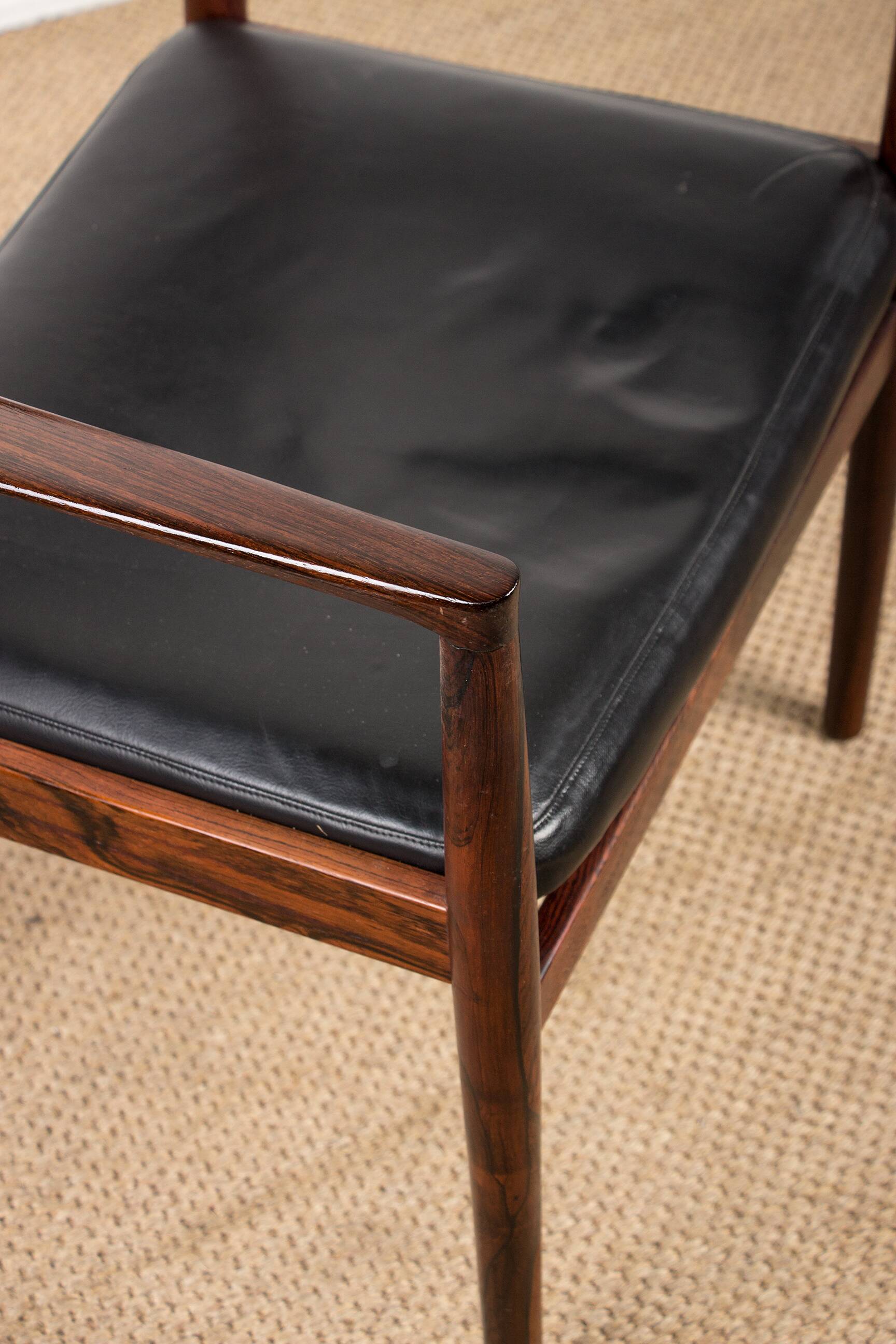 Danish Rosewood and Leather Office Chair by Erik Worts 1960.